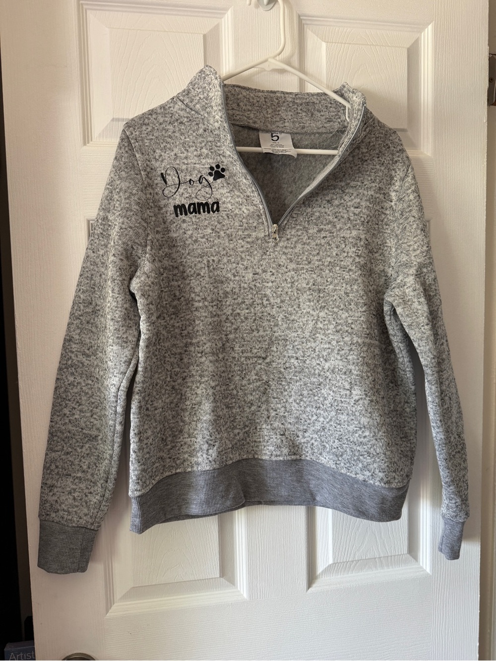 Dog Mama Heather Gray Quarter-Zip Pullover